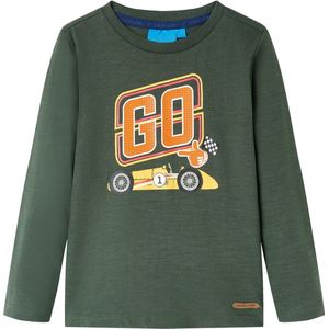 vidaXL - Kindershirt - met - lange - mouwen - 104 - donkergroen