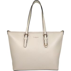 Flora&Co - Handtas - shopper - geschikt voor A4 - met extra lange riem - soft - beige - Ideaal voor school- of werktas.