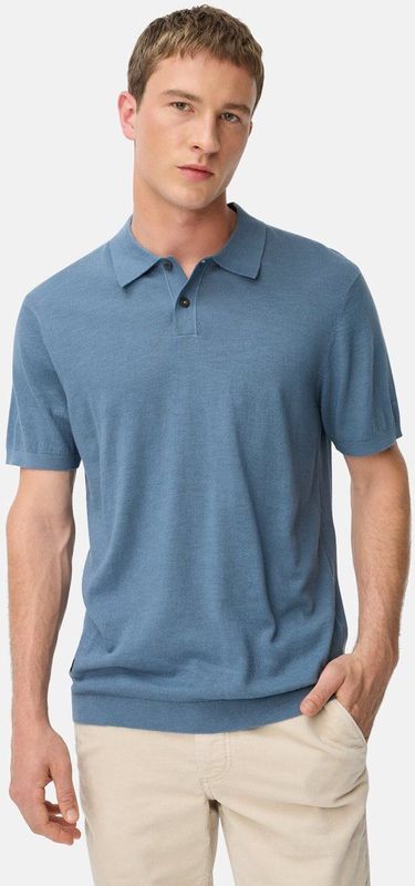 camel active Lichtgewicht gebreide polo van puur katoen - Maat menswear-M - Steenblauw
