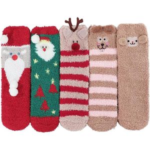 Daity 6 Paar - Sokken - Kerstsokken - Damessokken - Kuitsokken - Vloersokken - Katoenen sokken - Compressiesokken - One Size