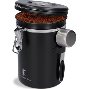 Castagnola Koffie Bewaarbus - Luchtdicht Koffieblik met CO2 Uitlaat - Bewaarblik voor Koffie, Koffiebonen, Thee, Suiker, etc. - Voorraadbus 1.8L