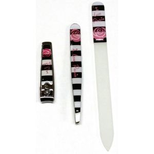 I love Paris 3-delige Manicure-Epileerset (Nagelknipper-Pincet schuin-Manicureglasvijl)