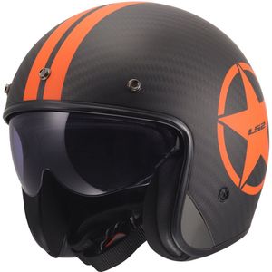 LS2 - OF601 Bob II - Jethelm - Mat Zwart Carbon Oranje - XL