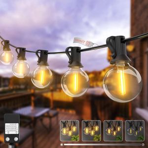 Titel: Buiten Led-lichtketting 13 m timer-dimbaar met G40 15 + 1 gloeilampen, weerbestendig warmwit - voor feest terras tuin patio