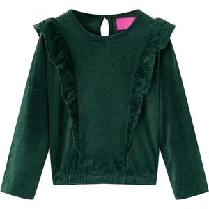 vidaXL - Kinderblouse - met - ruches - 116 - donkergroen