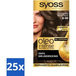 SYOSS - Oleo Intense 5-10 - Haarverf - Permanente Haarkleuring - Cool Bruin - Langdurige Kleur - Bulkverpakking - 25 stuks