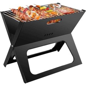 Opvouwbare Barbecue - 44,5 X 30,5 X 35 cm - BBQ - Barbecue - Draagbaar - Draagbare Barbecue - Houtskool Barbecue - Opvouwbaar - Compact - Mini Grill - Mat Zwart