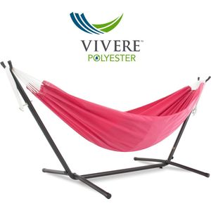Vivere Double Polyester Hangmat met standaard (250 CM) - Hot Pink