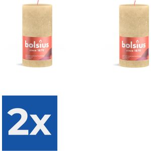 Bolsius - Rustiek stompkaars shine 130 x 68 mm Oat beige kaars - Voordeelverpakking 2 stuks