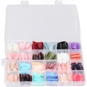 Short Press On Nails Set - 576 stuks - Amandel Tips - Pure Kleur - Modieuze Nepnagels .
