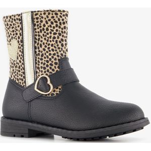 Blue Box meisjes enkellaarsjes met luipaardprint zwart - Maat 28