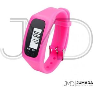Jumada's Stappenteller - LCD Horloge - Armband - Tracker - Siliconen - Breed - Fuchsia