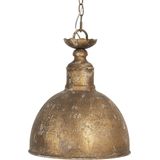 HAES DECO - Hanglamp - Industrial - Vintage / Retro Lamp, formaat Ø 29*35 cm - Koperkleurig Metaal - Ronde Hanglamp Eettafel, Hanglamp Eetkamer