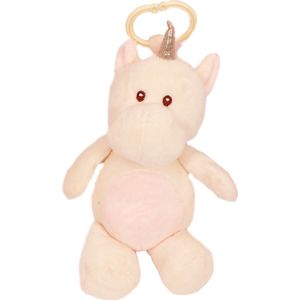 PIA Soft Toys Pluche Eenhoorn wit met rammelaar 25 cm en ophangring