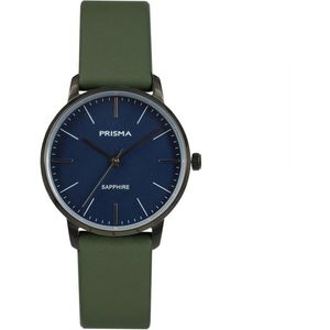 Prisma Horloge P.2093.861E blauw/zwart - leder groen 5 ATM