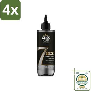 Gliss-Kur - 7 Sec Express Repair Treatment - Ultimate Repair - Herstelt Intensief - 200 ml - Voordeelverpakking - 4 stuks - Beschadigd haar - Droog haar