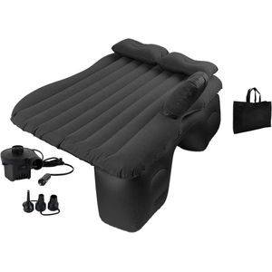 Opblaasbaar automatras enkele luchtmatras voor de achterbank met 12 V elektrische luchtpomp en 3 adapters (zwart) - Auto-accessoires