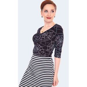 Voodoo Vixen - Spider Web Stretch Jersey Top - XXL - Zwart