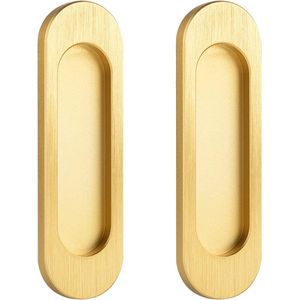 Zelfklevende Ovale Deurgrepen voor Schuifdeuren, 2 Stuks Aluminium Legering in Geborsteld Goud