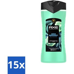 15 x AXE - Douchegel - Aqua Bergamot - Verfrissend - Citrus & Waternoten - 300 ml - Douchegel - Bergamot - Citrus - Frisheid - AXE Aqua Bergamot