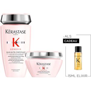 Kérastase Genesis Duo + Cadeau - Shampoo 250ml & Masker 200ml + Elixir Ultime Olie 15ml Cadeau – Anti haaruitval
