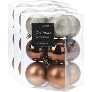 36x stuks kerstballen mix herfstkleuren glans/mat/glitter kunststof diameter 6 cm - Kerstboom versiering
