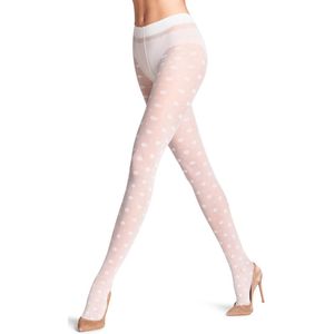 FALKE Snow Dot gedessineerd materiaal transparent 25 DEN panty dames wit - maat S