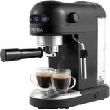 Petra Espresso-koffiezetapparaat met melkopschuimer, 1,4 liter, voor espresso's in barista-stijl, BPA-vrij, 1465W, zwart