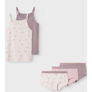 Name it - Ondergoedset: 2 singlets + 3 boxershorts - Barely Pink strikjes - Maat 146/152