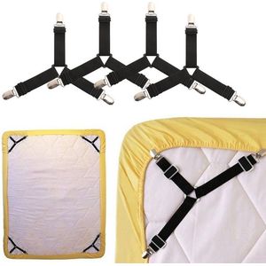 dekbed lakenspanner clips - laken aanspanners - laken bretels - 4 stuks zwart