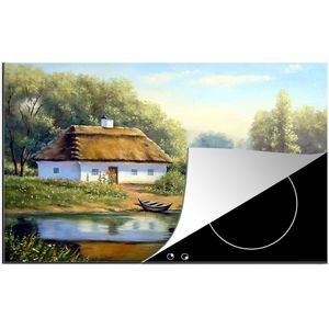 KitchenYeah® Inductie beschermer 81x52 cm - Schilderij - Huis - Natuur - Water - Olieverf - Kookplaataccessoires - Afdekplaat voor kookplaat - Inductiebeschermer - Inductiemat - Inductieplaat mat