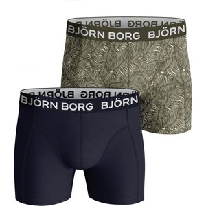 Björn Borg Premium Cotton Stretch Lange short - 2 Pack Blauw-Kaki - 10000865-MP002 - M - Mannen