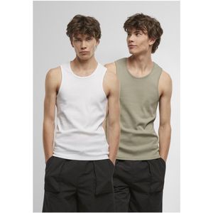 Urban Classics - Tb7650a - Ondergoed - Paleolive + Wit - 2-pack Heren T-shirt