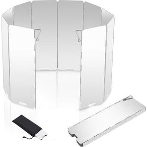 Opvouwbaar Aluminium Windscherm met 10 Lamellen voor Camping en Buiten Activiteiten