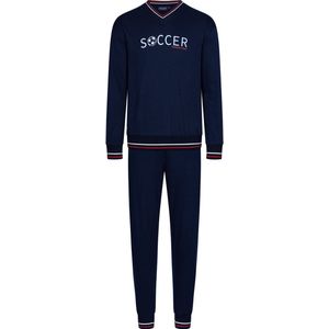 Warme heren pyjama soccer - Blauw - Maat - L