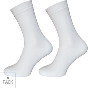 Bamboe Sokken 6-Pack - Wit - Maat 35-38 - Dunne Bamboe Sokken Voor Frisse Droge Voeten - Dames / Heren