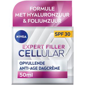 NIVEA - CELLular Expert Filler Dagcrème - Anti-Veroudering Gezichtscrème - SPF 30 - Met Hyaluronzuur, Creatine & Foliumzuur - 50 ml - 1 stuk