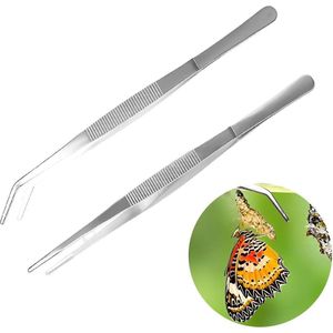 Gebogen-Stompe Pincet 14 cm - Roestvrij Staal - Professioneel Antislip - Waterhuisdieren Koraal Knutselen .