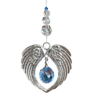 Raamhanger "" Angels Wing "" met een Swarovski bol van 20 mm Sapphire ( Feng Shui kristal ) Raamkristal , Regenboogkristal