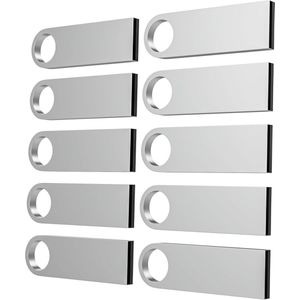 10 Stuks USB-stick 32GB | Mini Metaal Memory Stick | USB 2.0-flashdrives | Waterdicht | Met 10 sleutelhangers | Portable Data Storage | Compact en draagbaar | Betrouwbare gegevensopslag | Geschikt voor pc, laptop | Duurzaam metaalmateriaal