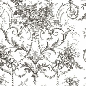 Laura Ashley Tuileries Behang - Bloemen - 10mx52cm - Grijs