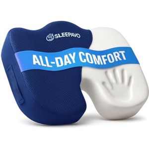 Traagschuim Zitkussen voor Bureau - Orthopedische Ondersteuning bij Rugpijn en Ischias - Comfortabel Kussen voor Thuis, Auto en Vliegtuig