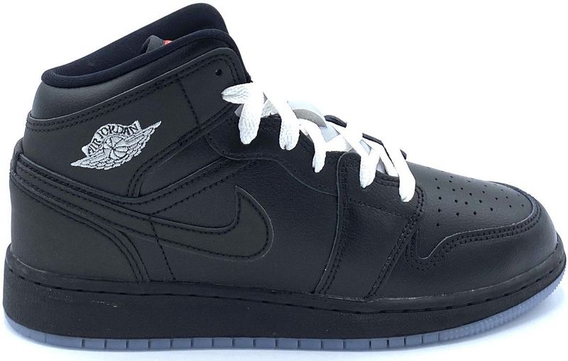 Jordan 1 Mid - Kindersneakers - Zwart - Leer