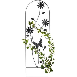 Plantenklimrek Bloemen Design - Rankhulp voor Klimplanten in de Grond - 120x40 cm - Zwart plantensteun halfronde