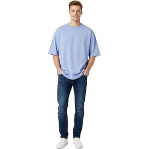 Stiffy Oversized Heren Shirt - LichtBlauw - Katoen - T-shirt - Lang - Zwaar
