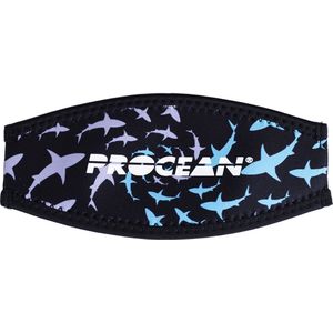 Maskstrap | neopreen slide | Blauwe en grijze haaien