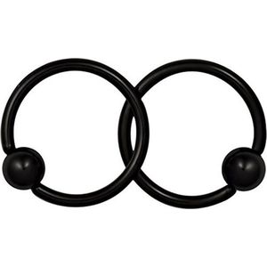 Fako Bijoux® - Ball Closure Piercing - Ring - 8mm - Zwart - 2 Stuks