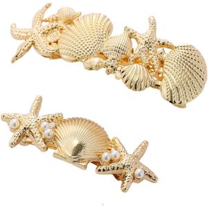 Emilie collection - haarspeld - goudkleurig - 2 stuks - schelpen