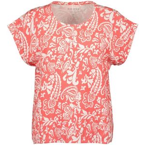 Blue Seven - Shirt 105863 rood/wit print ronde hals - maat 40