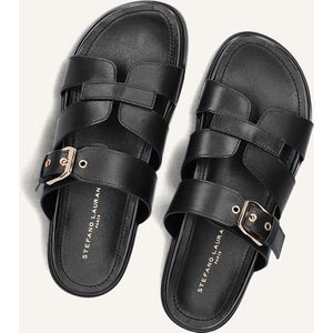 Stefano Lauran - 89863 1661 - Slippers - Zwart - Leer/Textiel